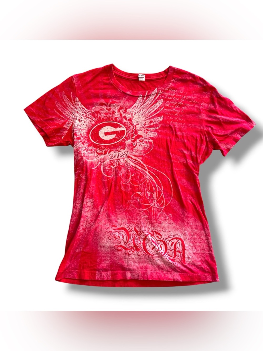 Y2K Affliction Style Georgia Bulldogs Red Slim Fit T-Shirt Women’s Size XL